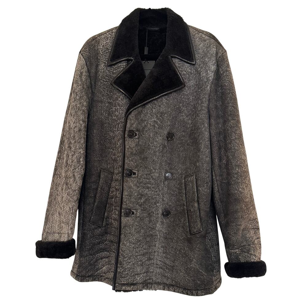 Ports 1961 NWT Grey/Black Goat Suede + Shearling Jacket